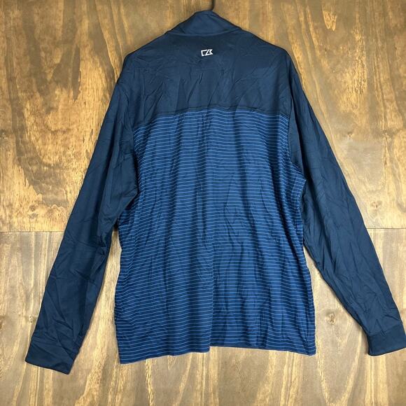 Cutter & Buck Men Jacket Navy Blue Budweiser 1/4 Zip DryTec 50+ SPF Stretch XL - Picture 10 of 12